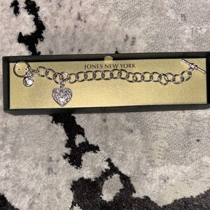Jones New York Silver Charm Bracelet with Heart